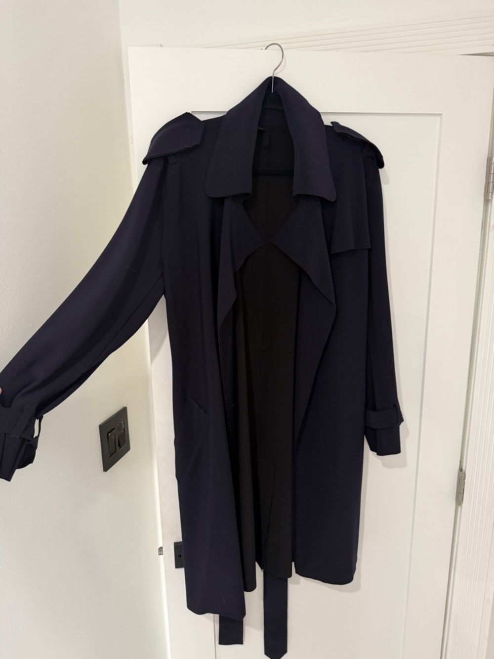 Norma Kamali Navy Women’s Trench Coat - Draped Trench